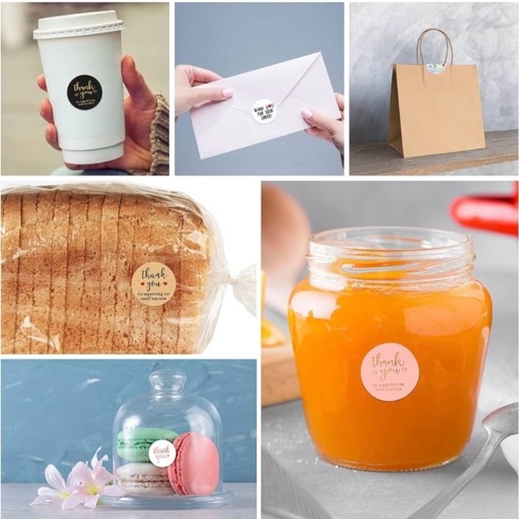 Thank You So Much Sticker Labels 500 labels on roll. 1” Round NWT Peach Color - Picture 5 of 5